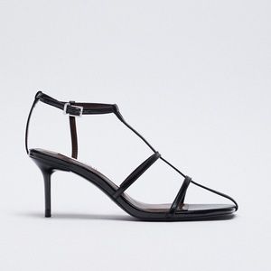 NWT ZARA T-Strap Leather Sandal 9/40